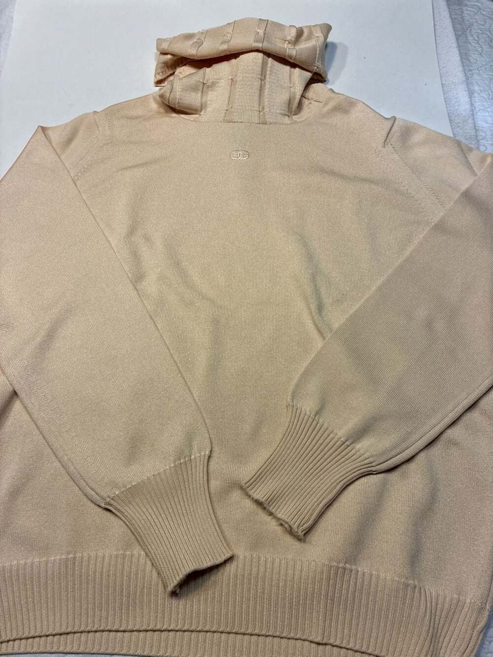Givenchy Sport Hooded Knit Sweater Size 38 Beige Full Fashioned